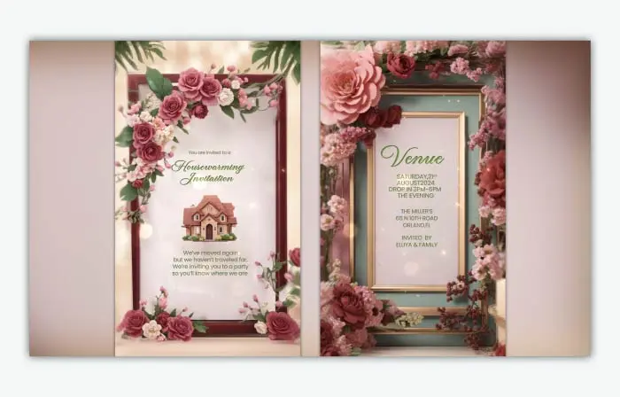 Housewarming Party Invitation Card Unique 3D Floral Instagram Story